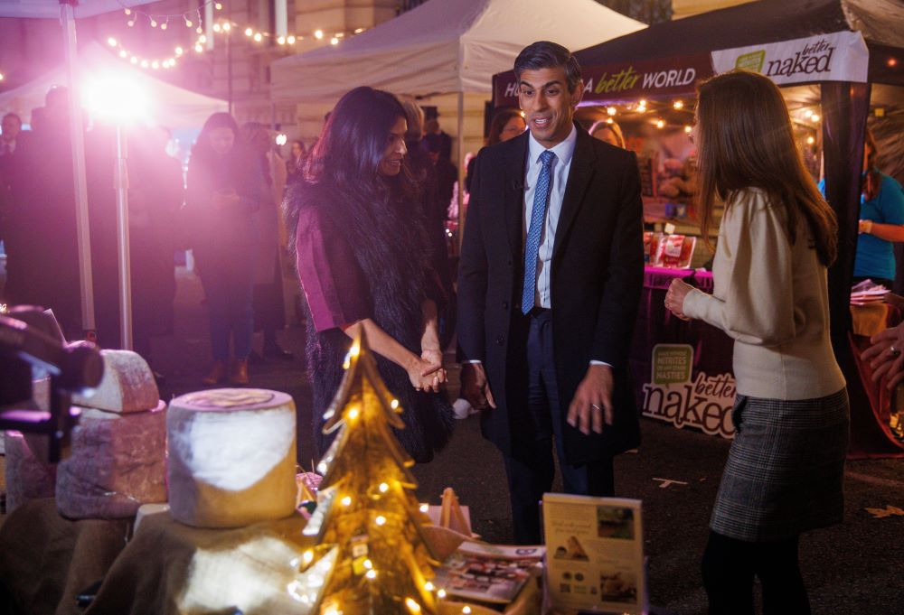 Rishi Sunak attends a Downing Street Christmas food market